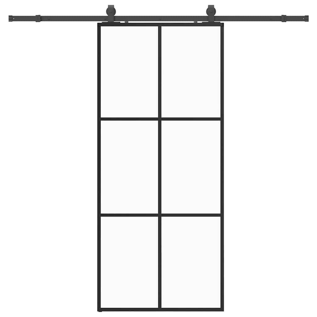 Schuifdeur met beslagset 90x205 cm ESG glas zwart – afbeelding 2