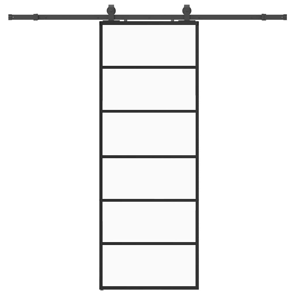 Schuifdeur met beslagset 76x205 cm ESG glas zwart – afbeelding 2