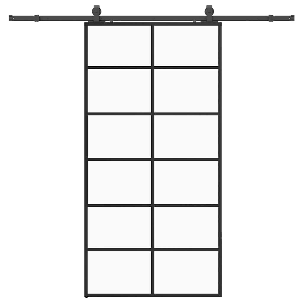 Schuifdeur met beslagset 90x205 cm ESG glas zwart – afbeelding 2