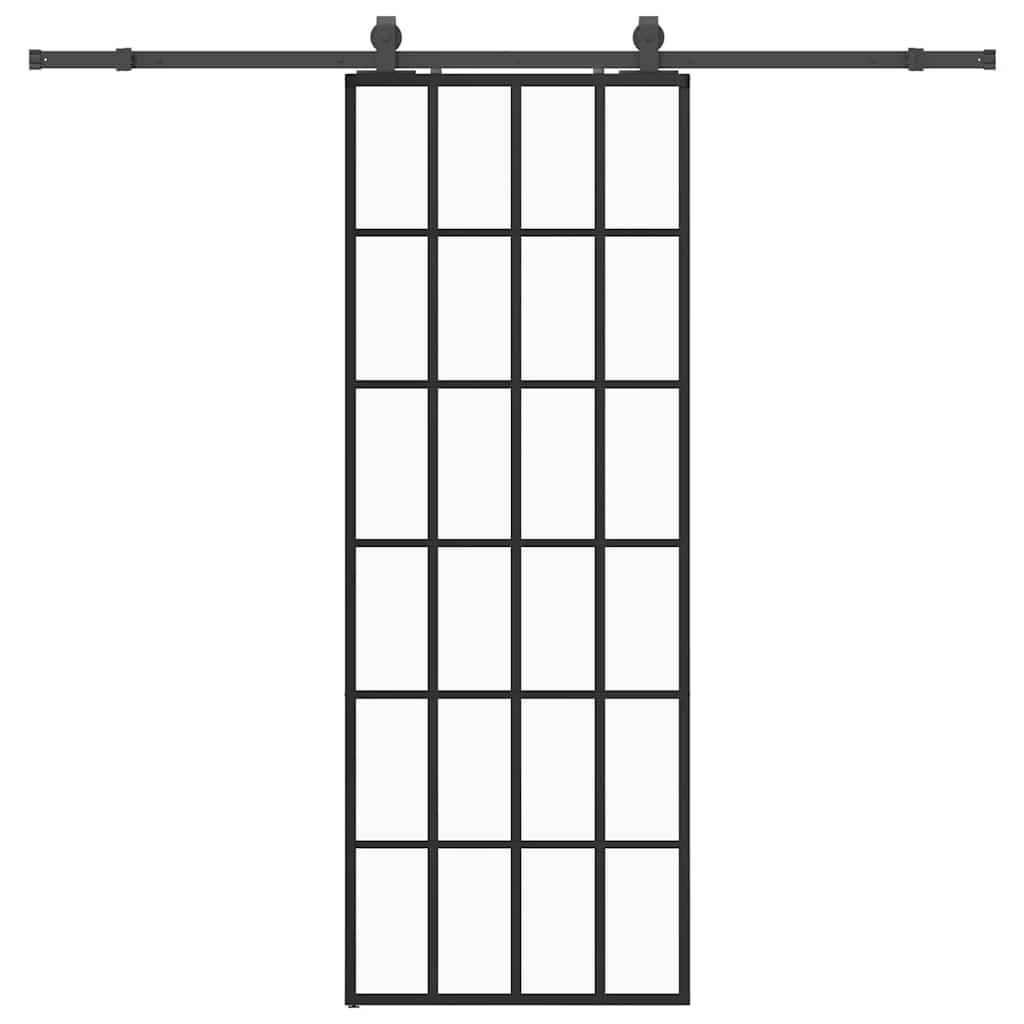 Schuifdeur met beslagset 76x205 cm ESG glas zwart – afbeelding 2