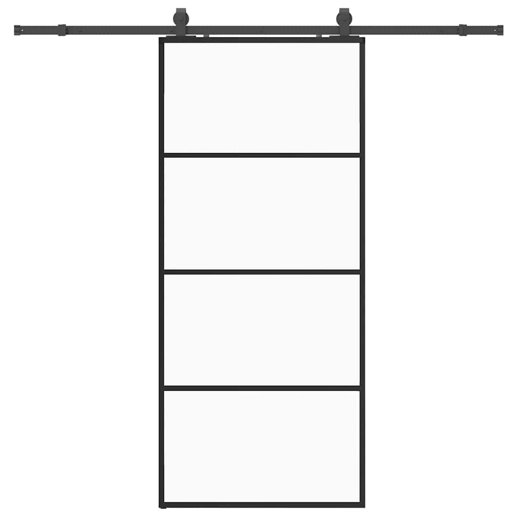 Schuifdeur met beslagset 90x205 cm ESG glas zwart – afbeelding 2