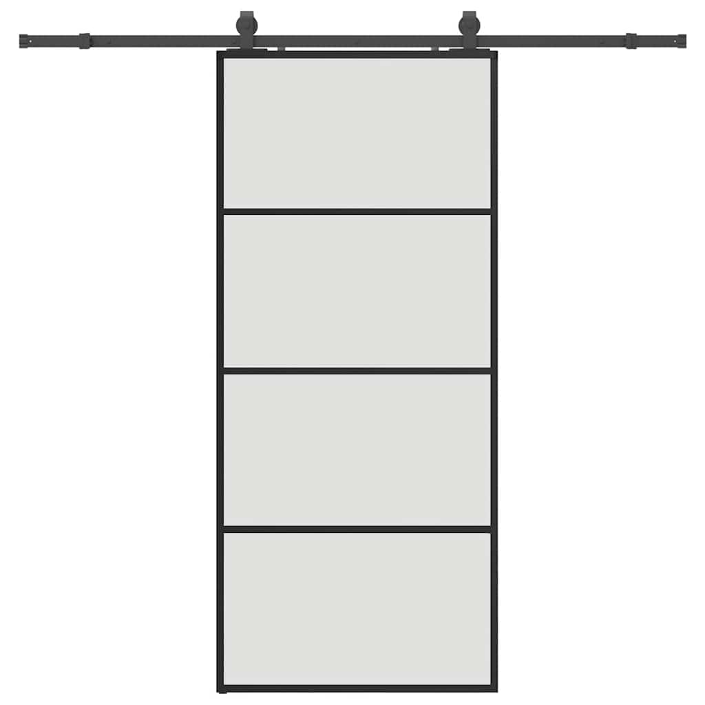 Schuifdeur met beslagset 90x205 cm ESG glas zwart – afbeelding 2