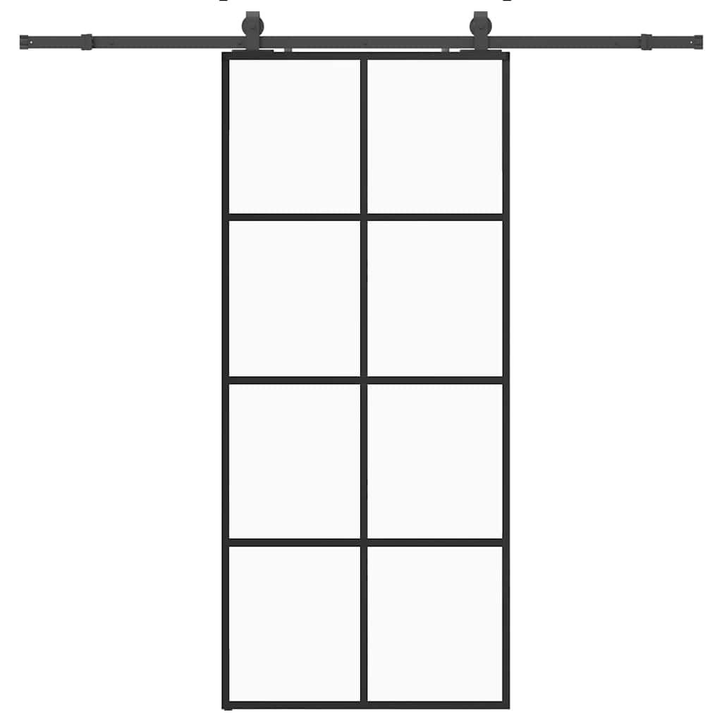 Schuifdeur met beslagset 90x205 cm ESG glas zwart – afbeelding 2