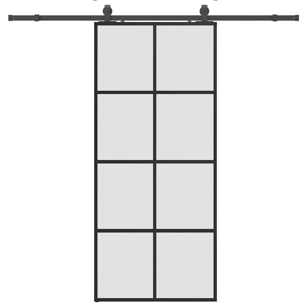 Schuifdeur met beslagset 90x205 cm ESG glas zwart – afbeelding 2