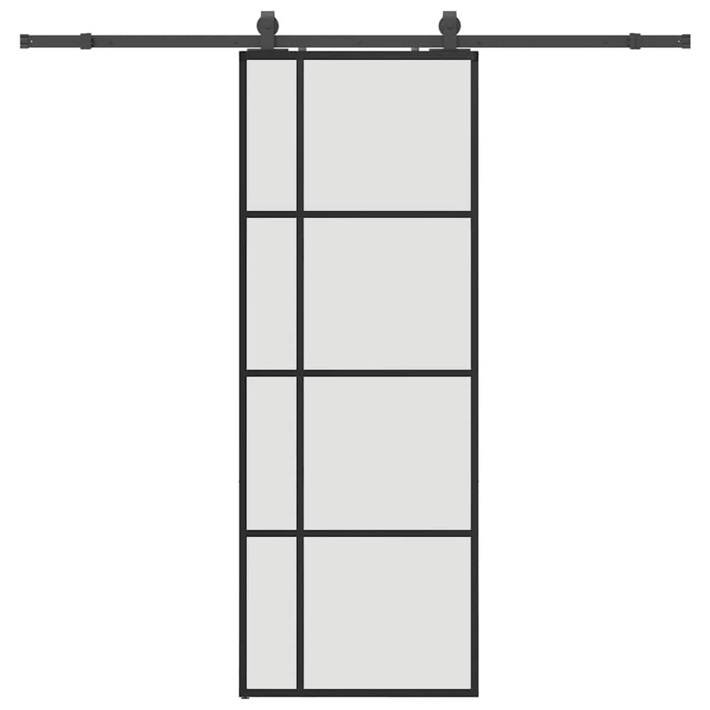 Schuifdeur met beslagset 76x205 cm ESG glas zwart – afbeelding 2