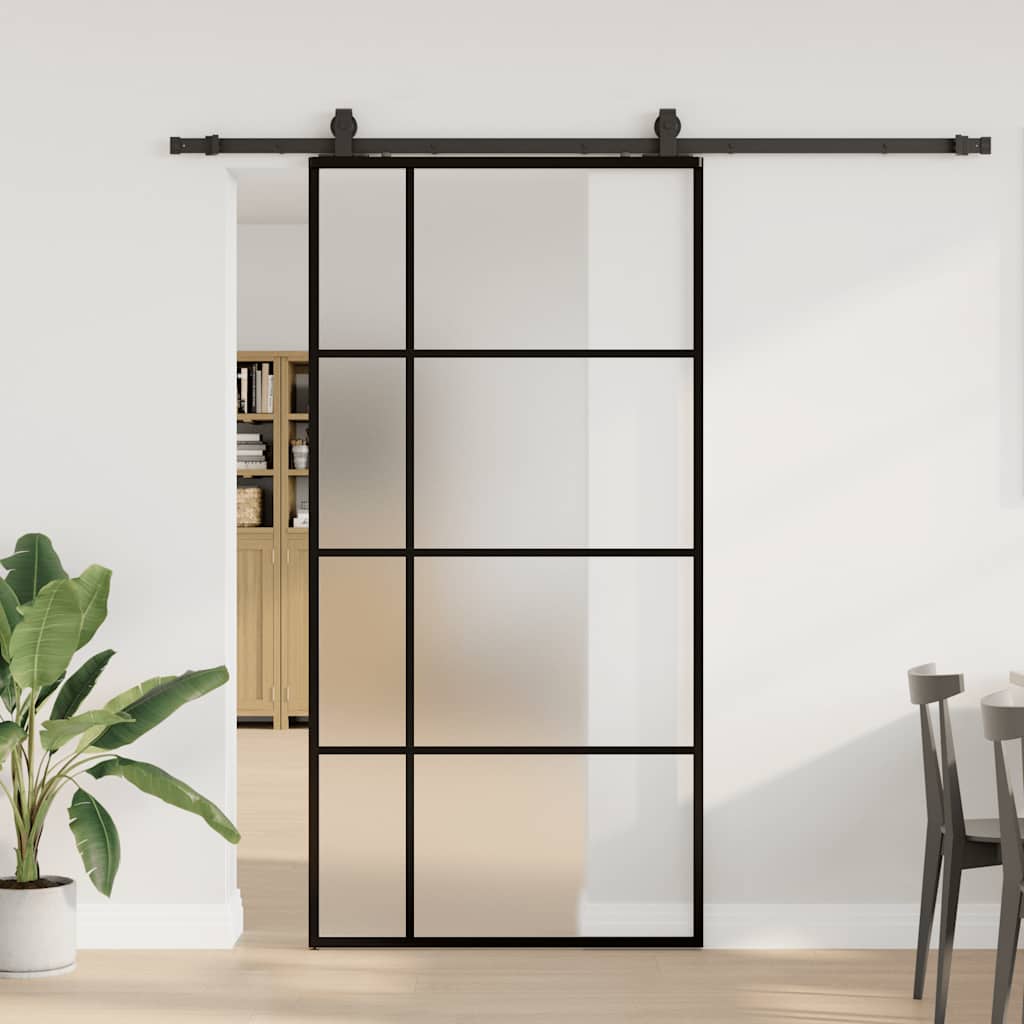 Schuifdeur met beslagset 102,5x205 cm ESG glas zwart