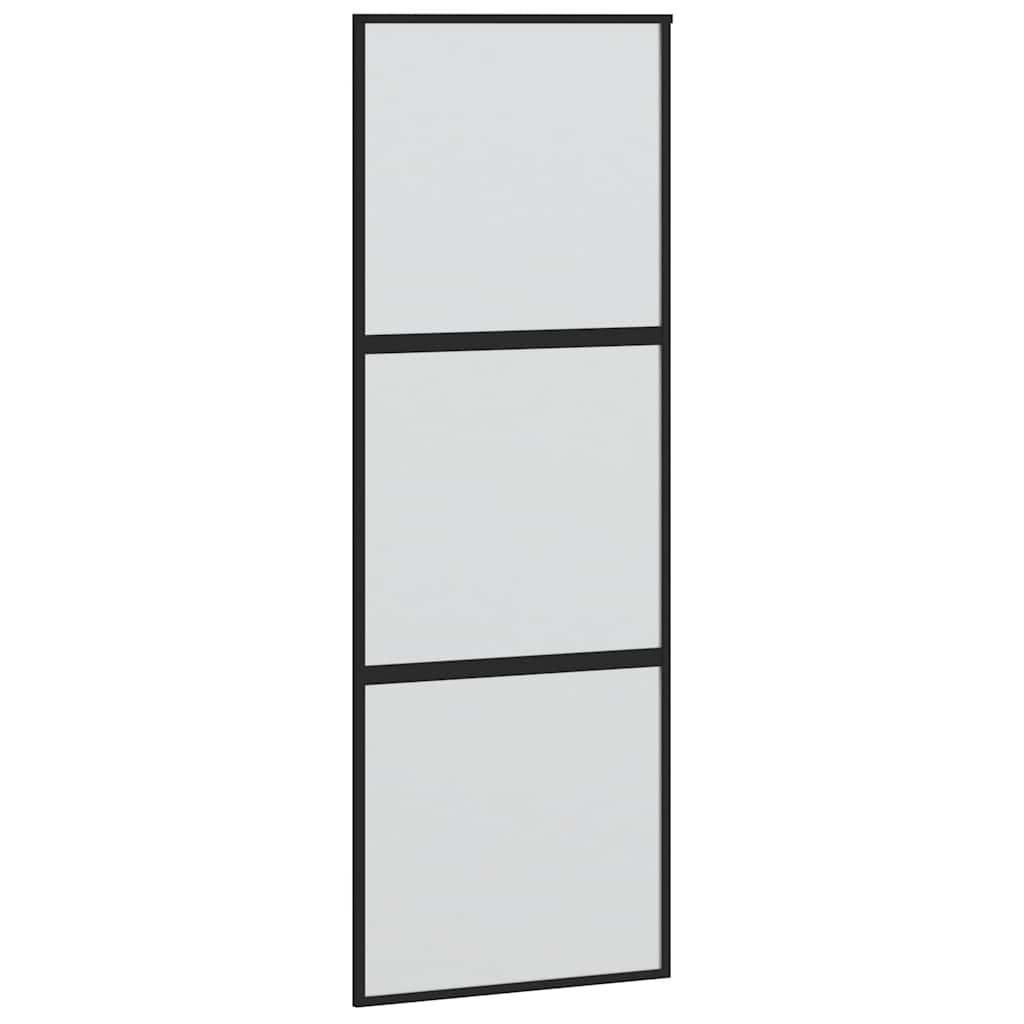Schuifdeur met beslagset 76x205 cm gehard glas zwart – afbeelding 5