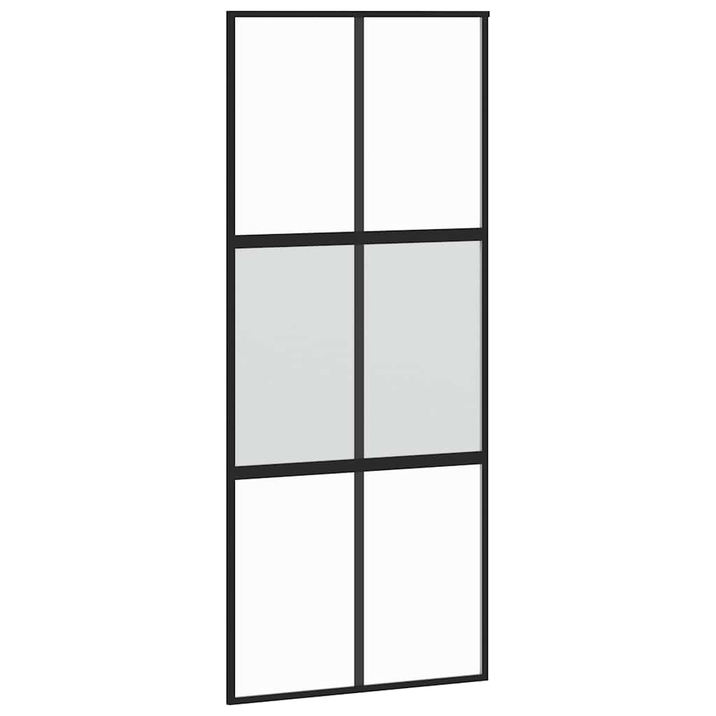 Schuifdeur met beslagset 90x205 cm gehard glas zwart – afbeelding 5