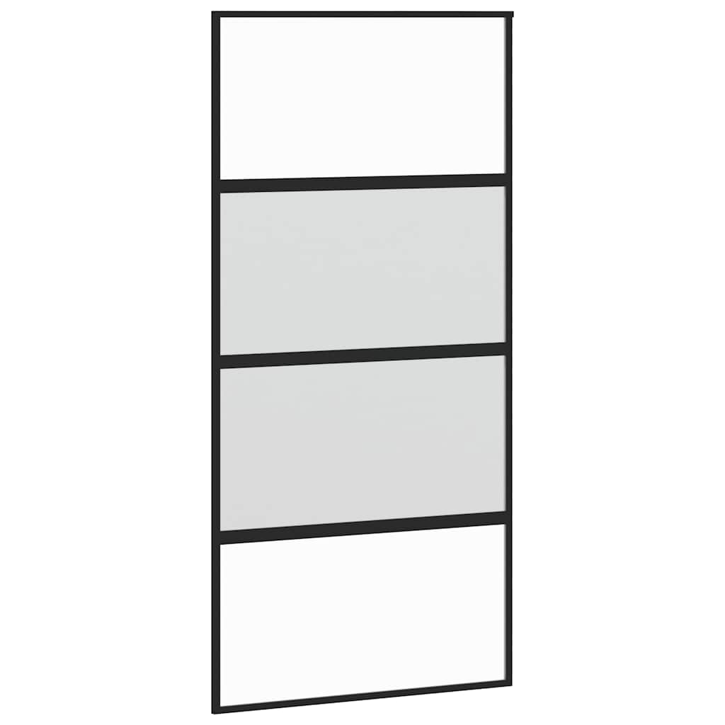 Schuifdeur met beslagset 102,5x205 cm gehard glas zwart – afbeelding 5