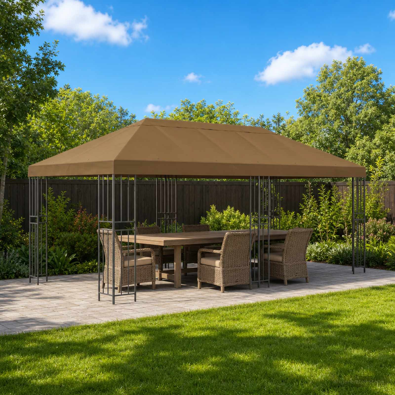 Paviljoen met zijwanden 6 x 3 m Taupe Polyester en staal 190