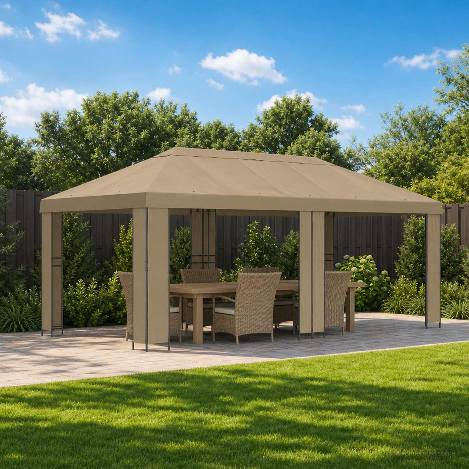 Tuinprieel 6 x 3 m Beige Polyester en staal 190