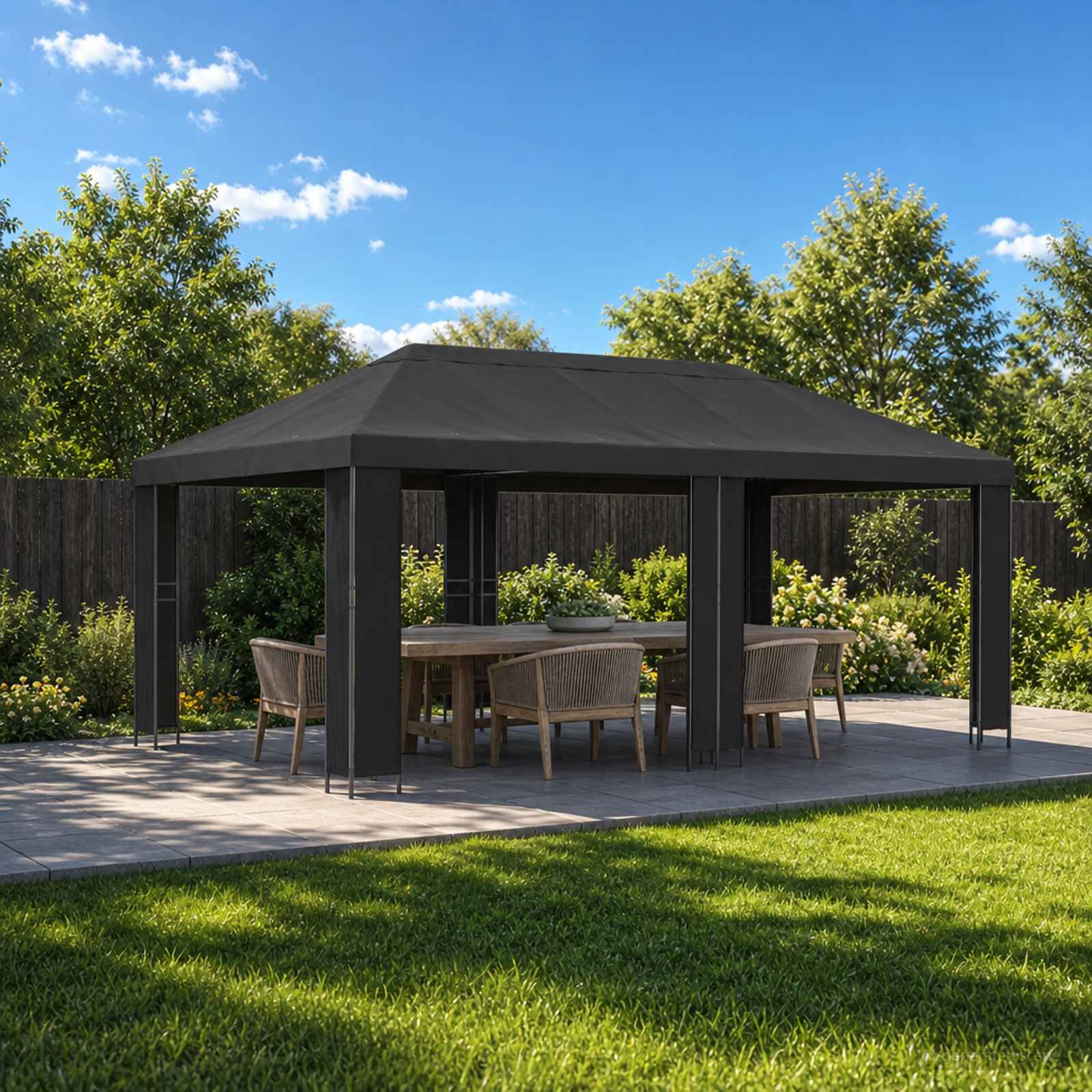 Tuinprieel 6 x 3 m Antracietkleurig Polyester en staal 190