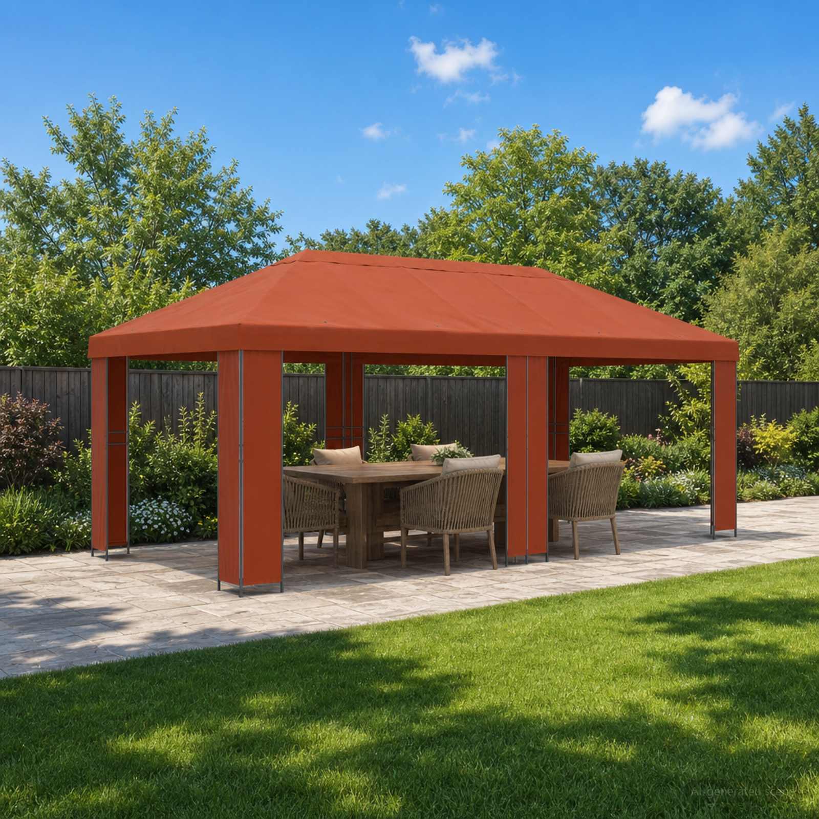 Tuinprieel 6 x 3 m Terracotta Polyester en staal 190