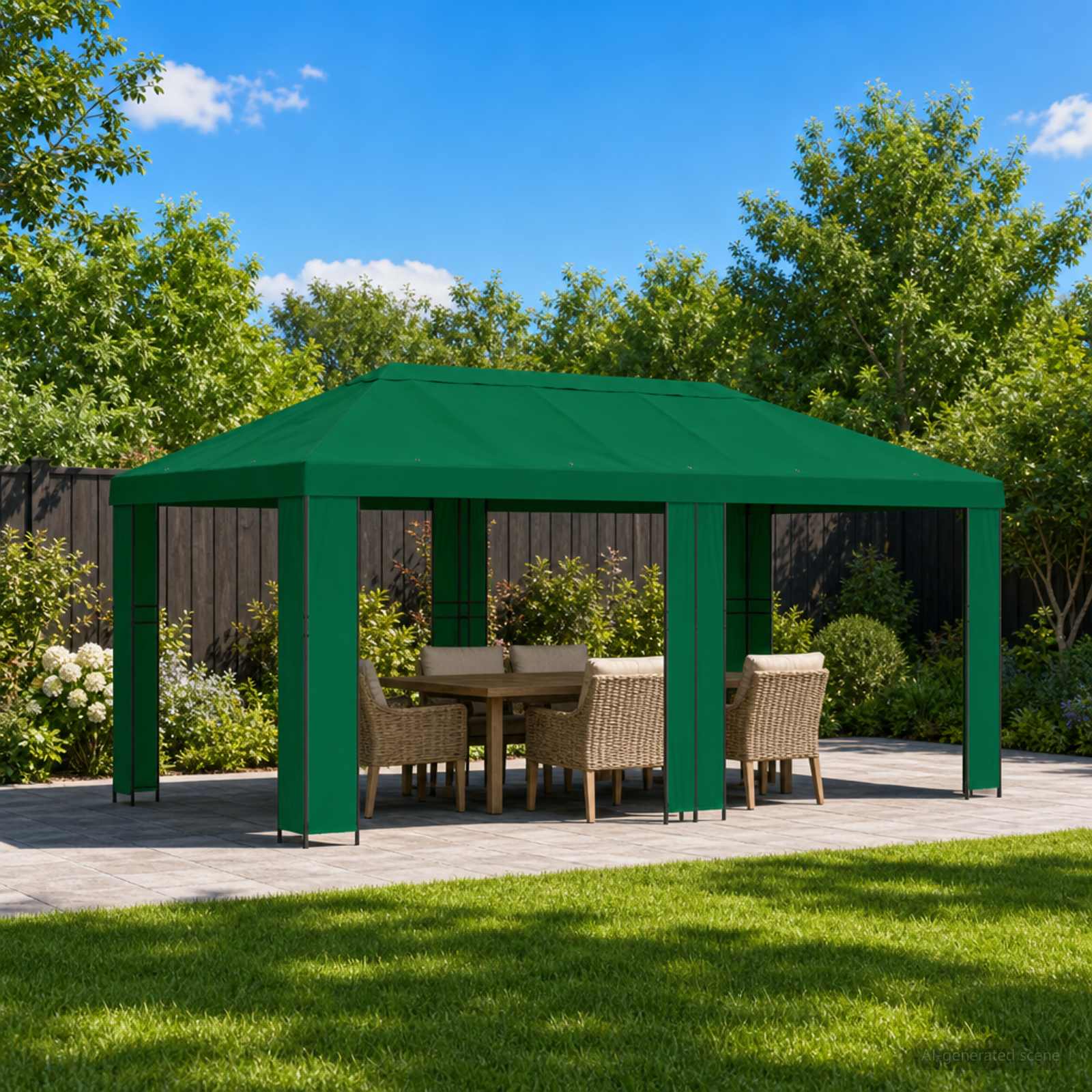 Tuinprieel 6 x 3 m Groen Polyester en staal 190