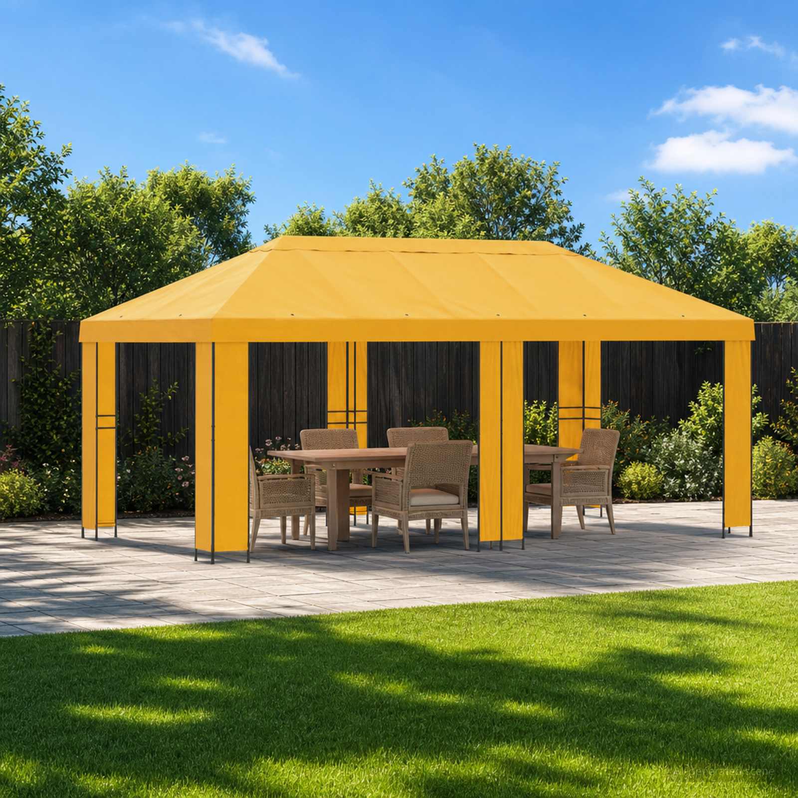 Tuinprieel 6 x 3 m Geel Polyester en staal 190 – afbeelding 1