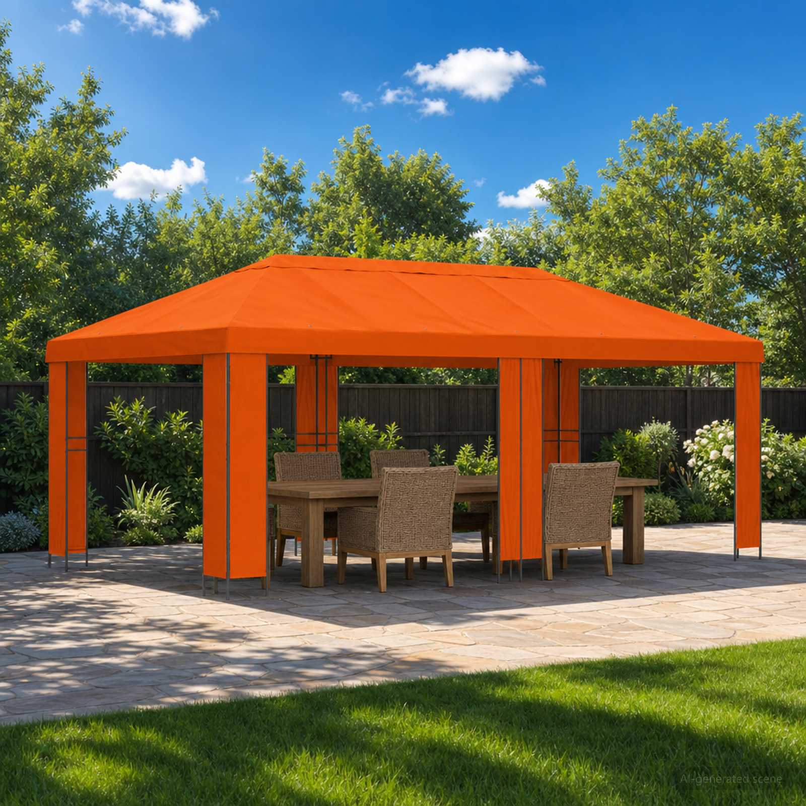 Tuinprieel 6 x 3 m Oranje Polyester en staal 190