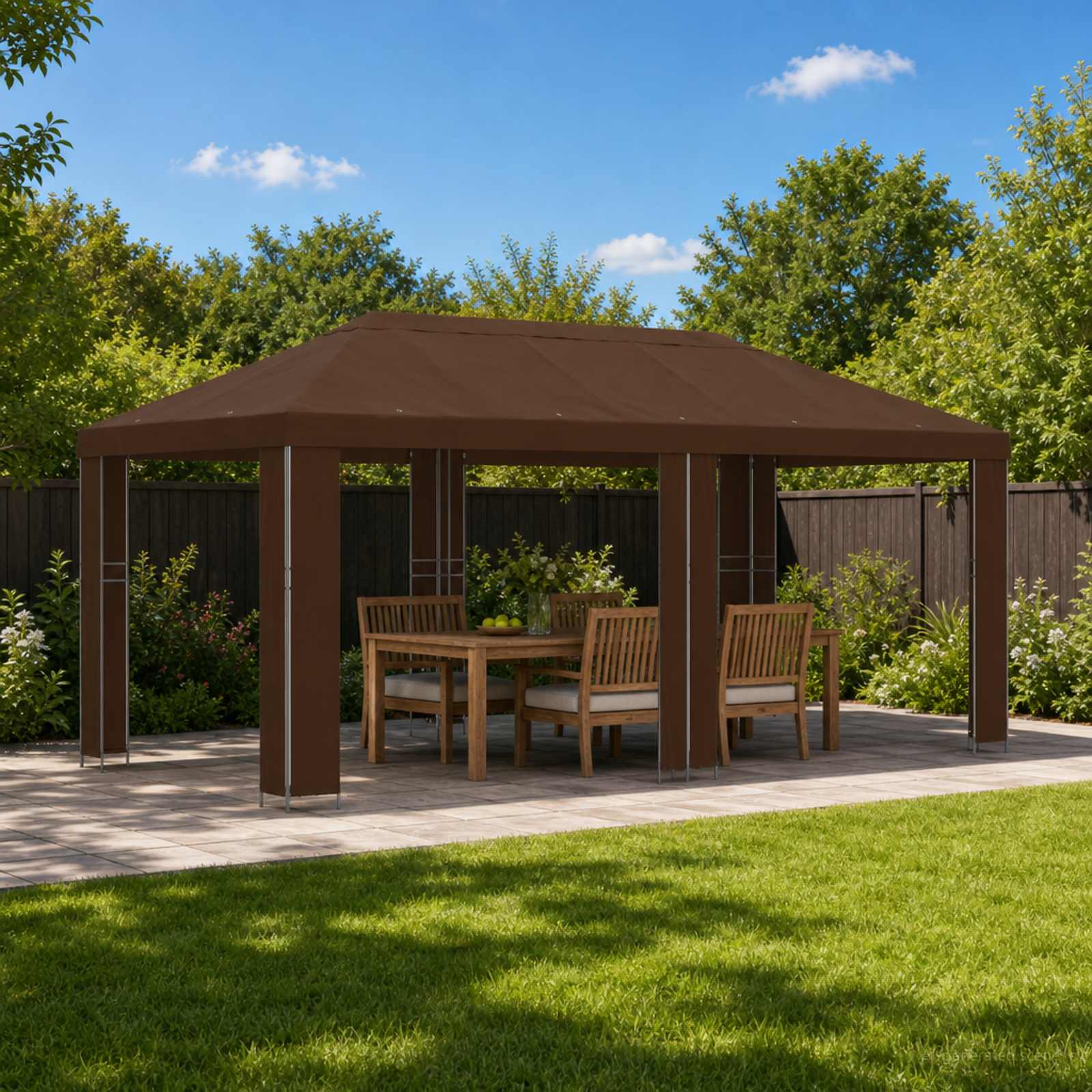 Tuinprieel 6 x 3 m Bruin Polyester en staal 190 – afbeelding 1