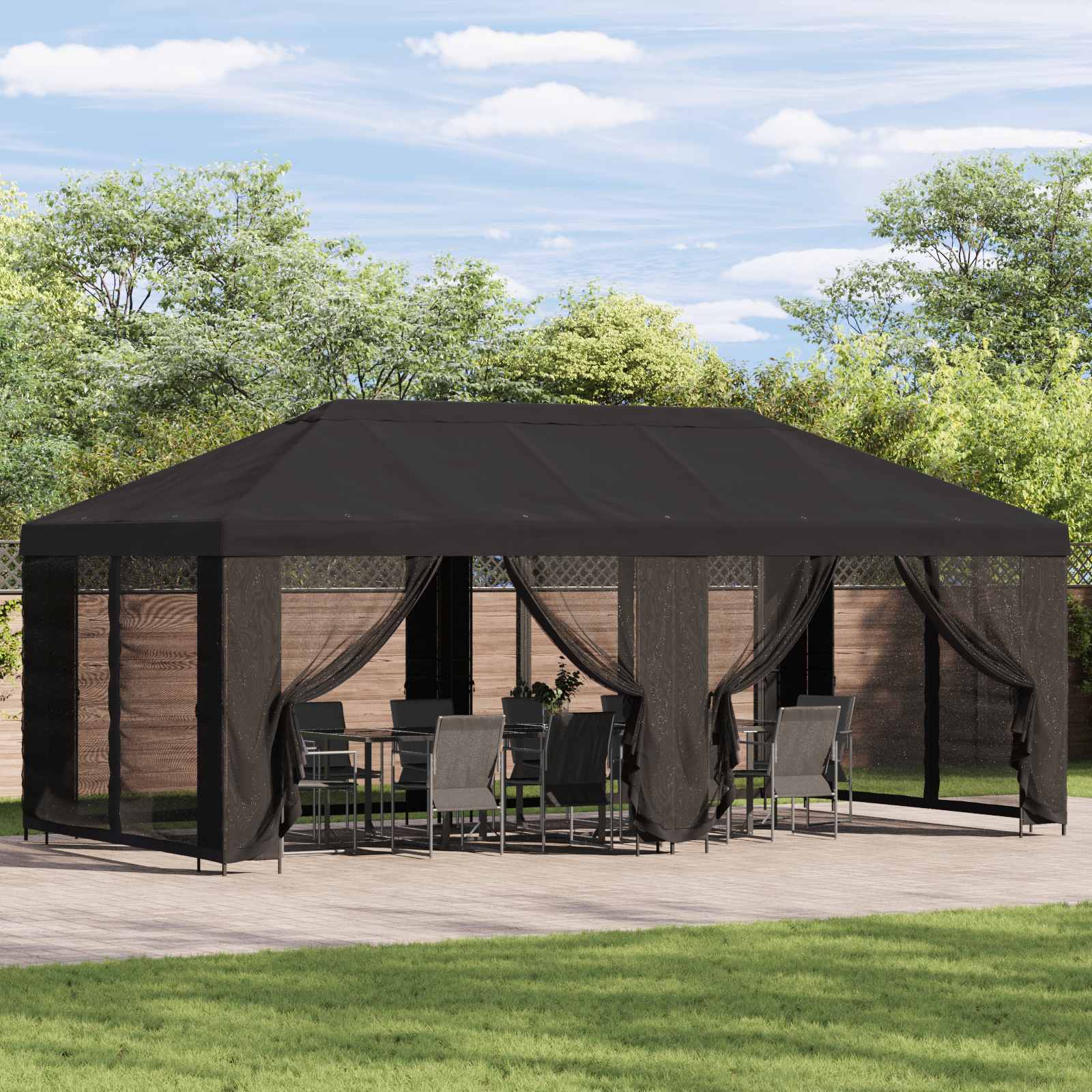 Paviljoen met zijwanden 6 x 3 m Antracietkleurig