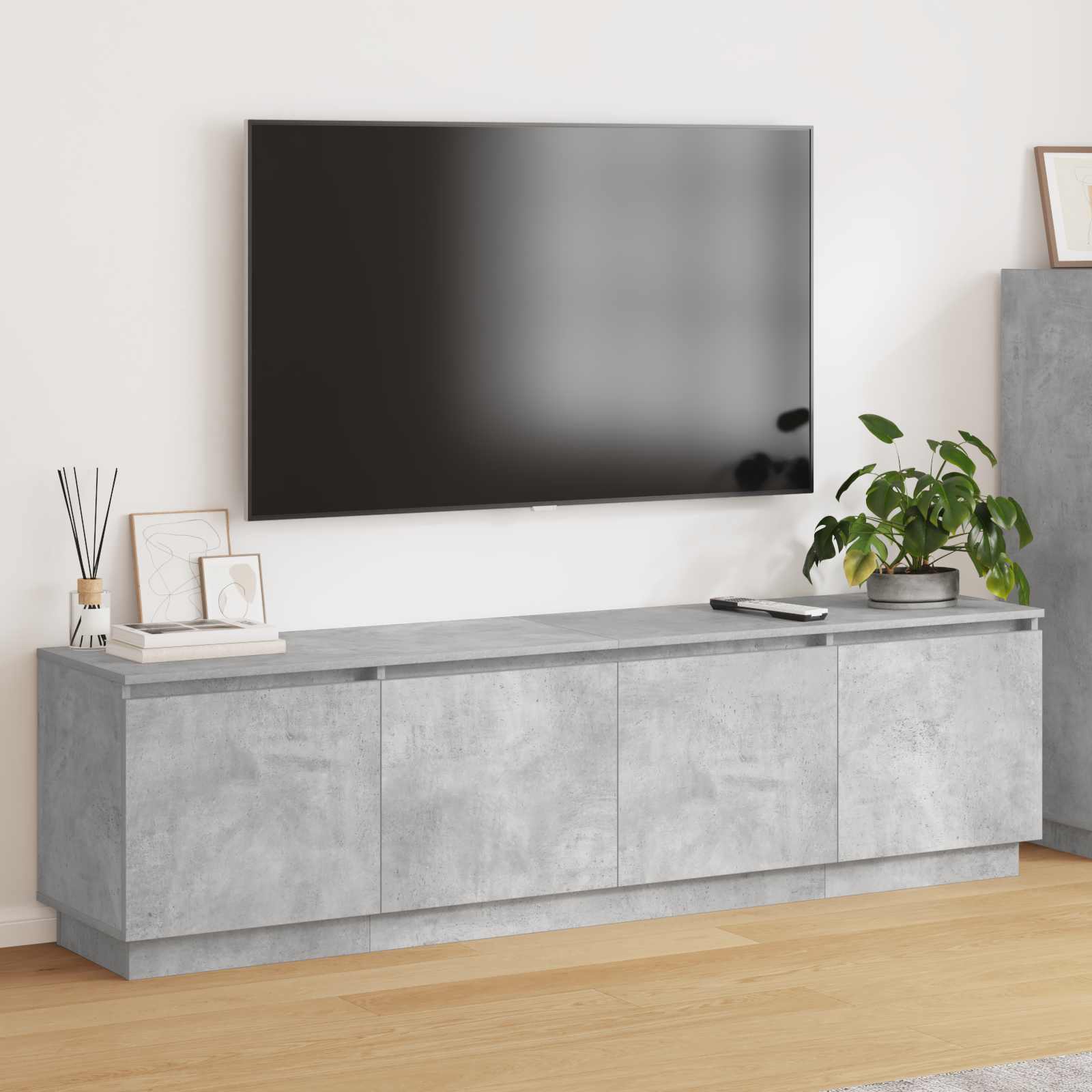 TV-kast Beton Grijs 180 x 38 x 49 cm Bewerkt hout – afbeelding 1