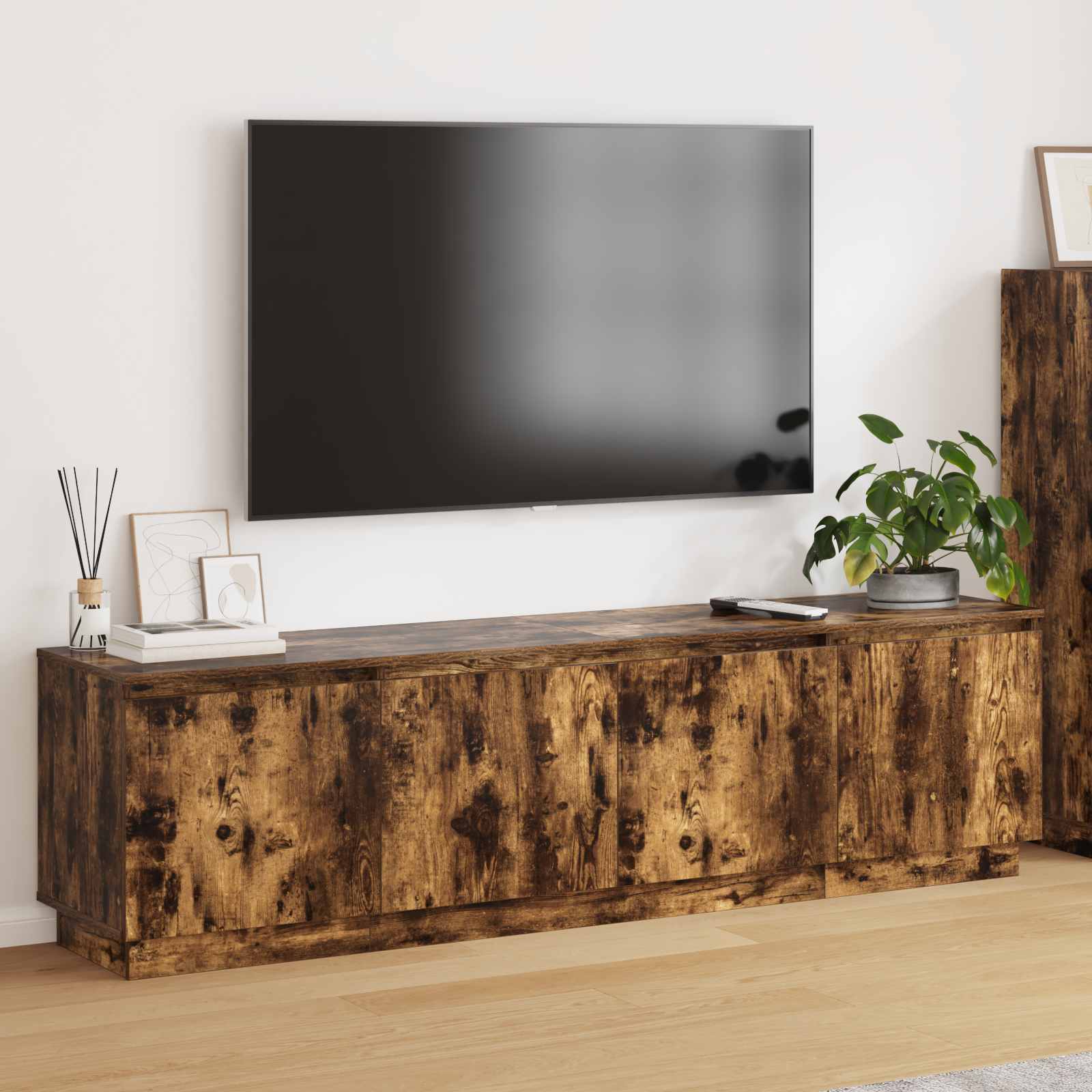 TV-kast Gerookt eiken 180 x 38 x 49 cm Bewerkt hout