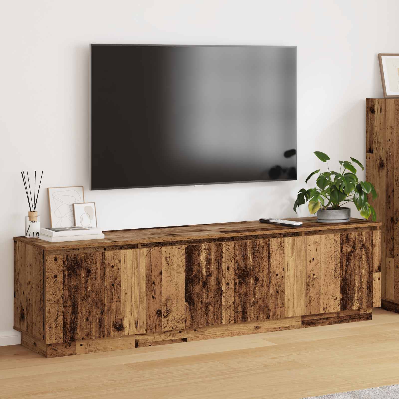 TV-kast Oud Hout 180 x 38 x 49 cm Bewerkt hout – afbeelding 1