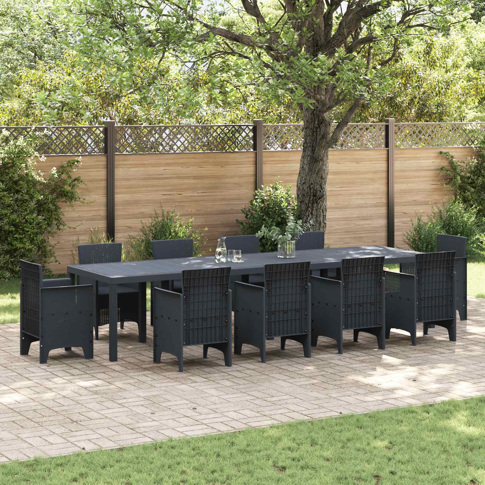 Tuinstafel Antraciet 350 x 100 x 74 cm poly rattan