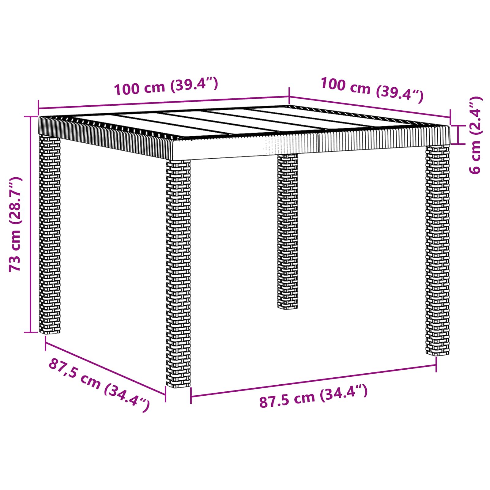 Tuin Eetset 5 pcs Bruin Polypropyleen – afbeelding 5