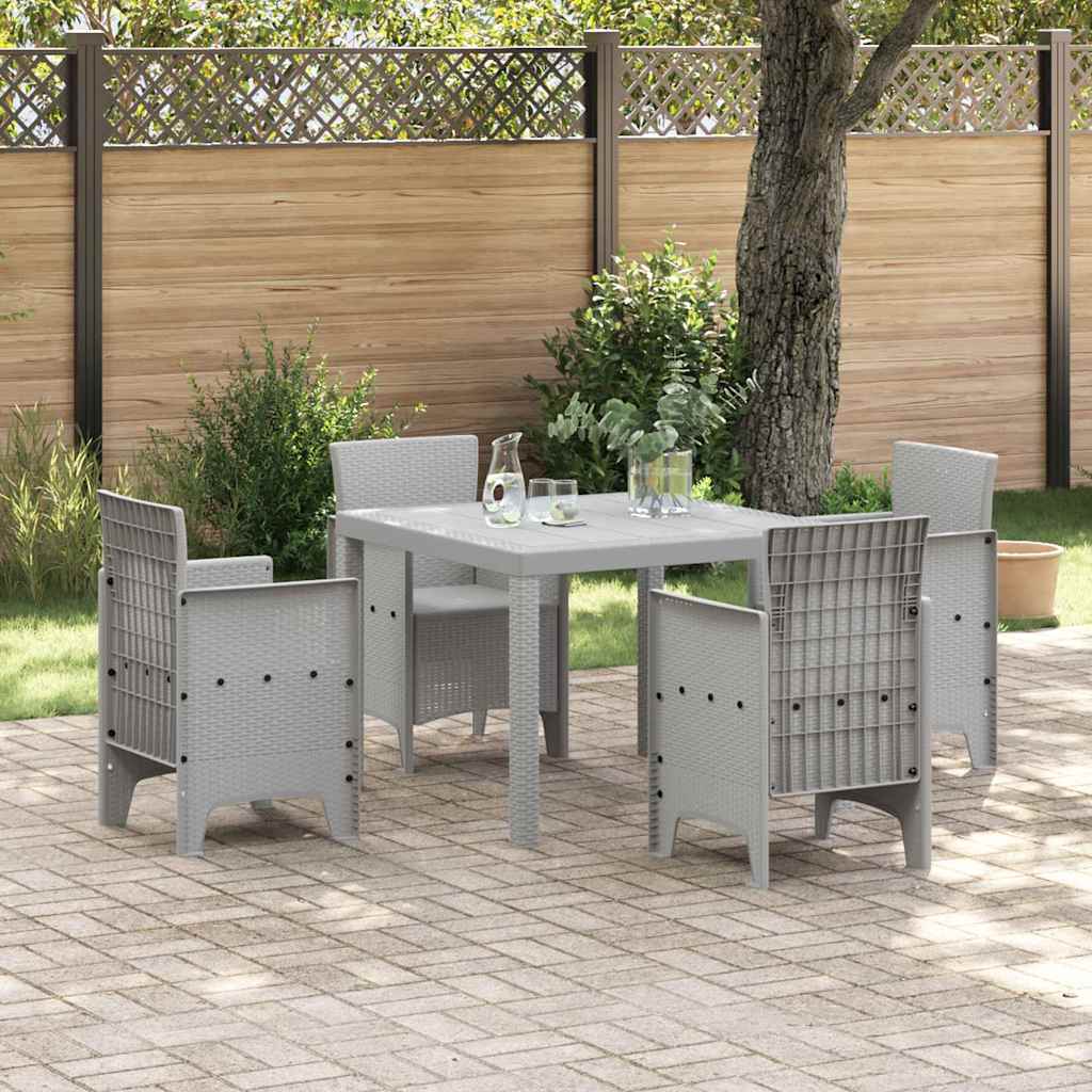 Tuin Eetset 5 st Lichtgrijs Polypropyleen – afbeelding 1