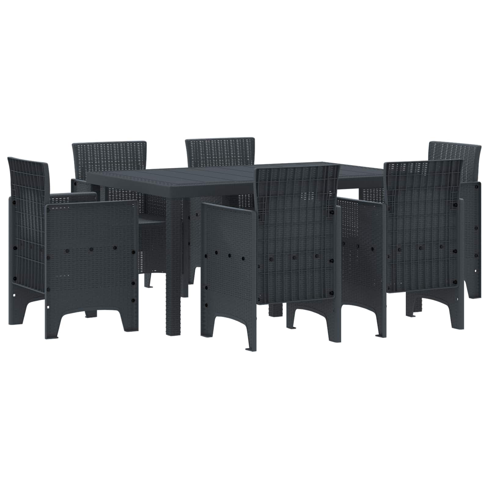 Tuin Eetset 7 pcs Antraciet Polt riet – afbeelding 1