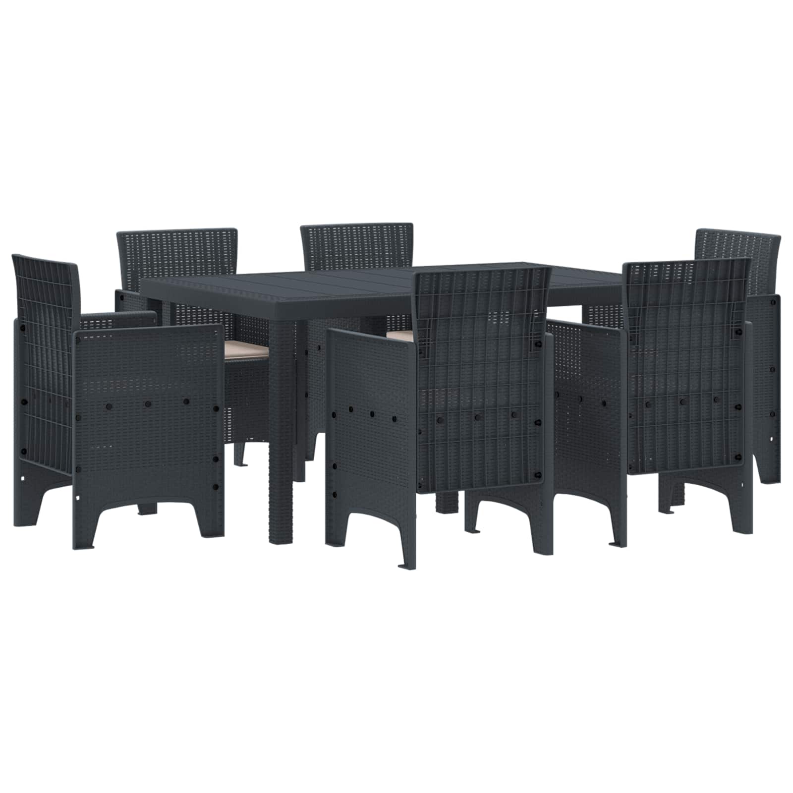 Tuin Eetset 7 pcs Antraciet Polt riet