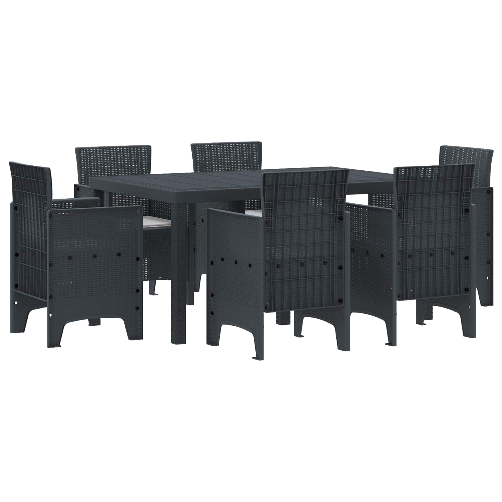 Tuin Eetset 7 pcs Antraciet Polt riet – afbeelding 1