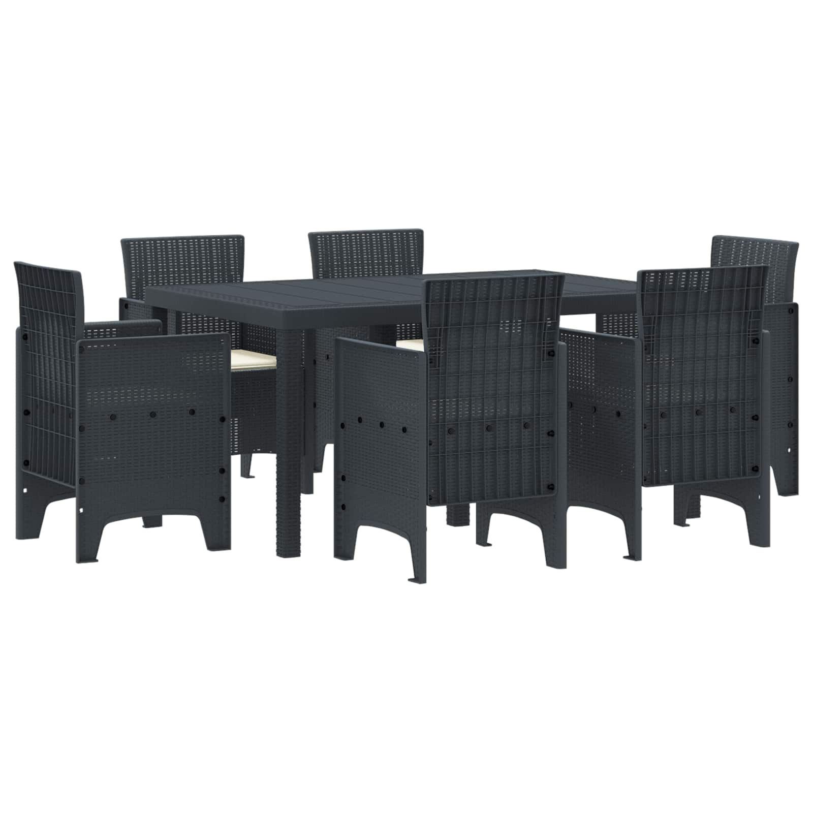 Tuin Eetset 7 pcs Antraciet Polt riet