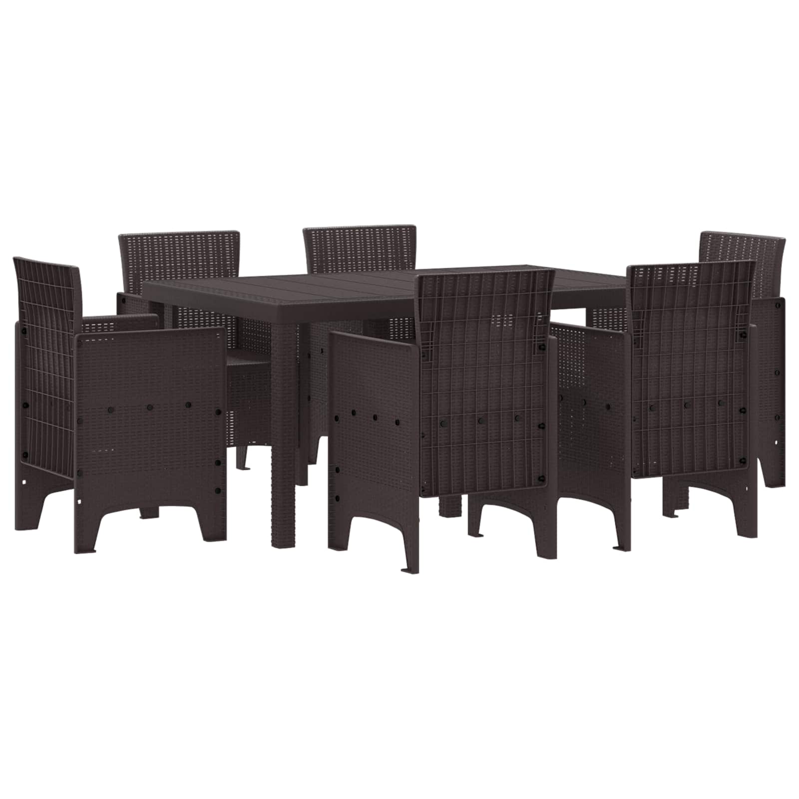 Tuin Eetset 7 pcs Bruin Polt riet