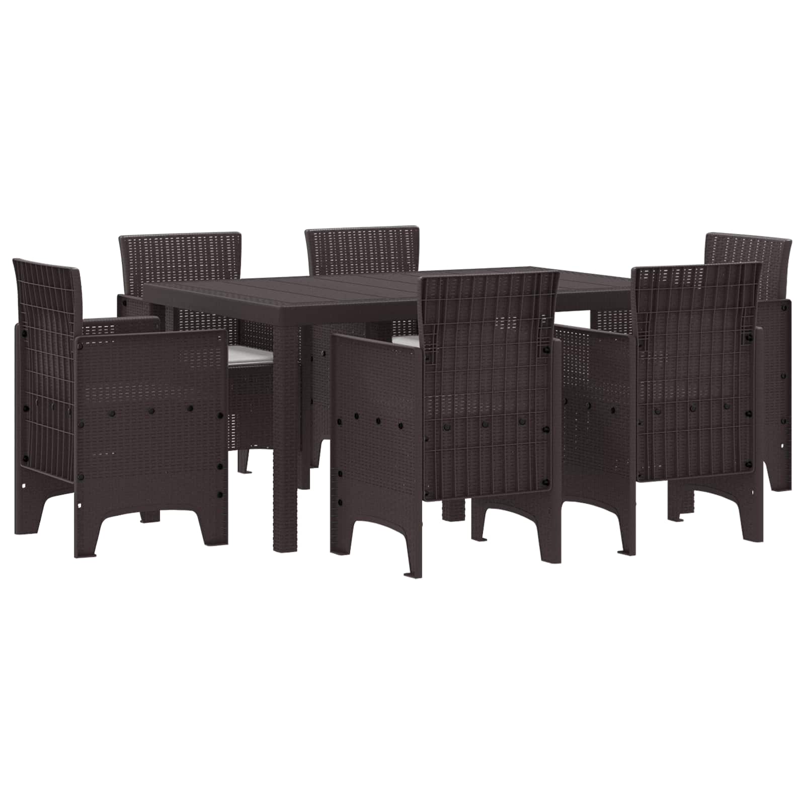 Tuin Eetset 7 pcs Bruin Polt riet – afbeelding 1