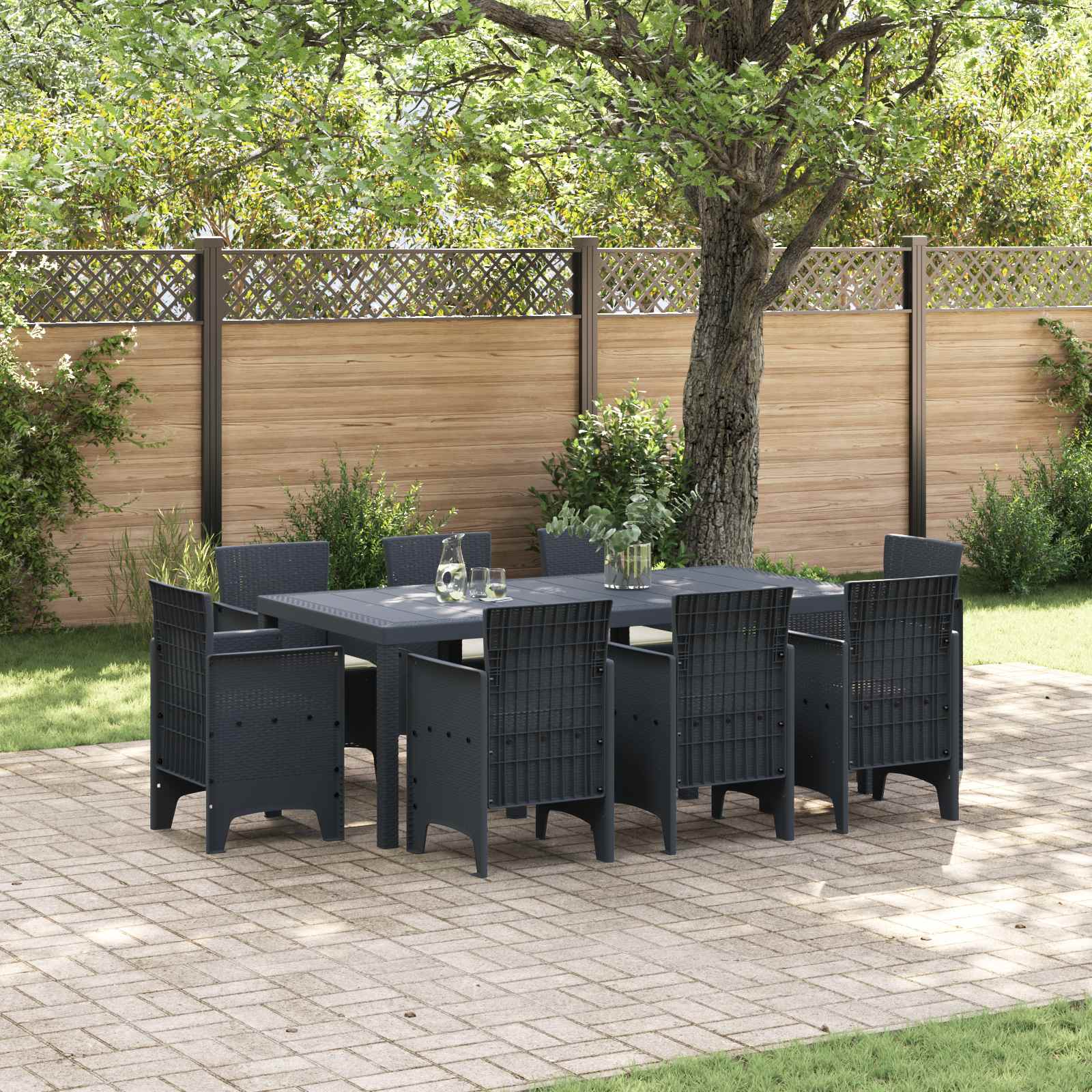 Tuin eettafelset 9 pcs Antracietkleurig Polypropyleen – afbeelding 1