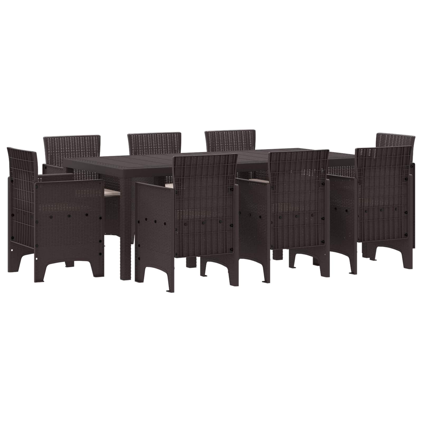 Tuin eettafelset 9 pcs Bruin Polypropyleen – afbeelding 1