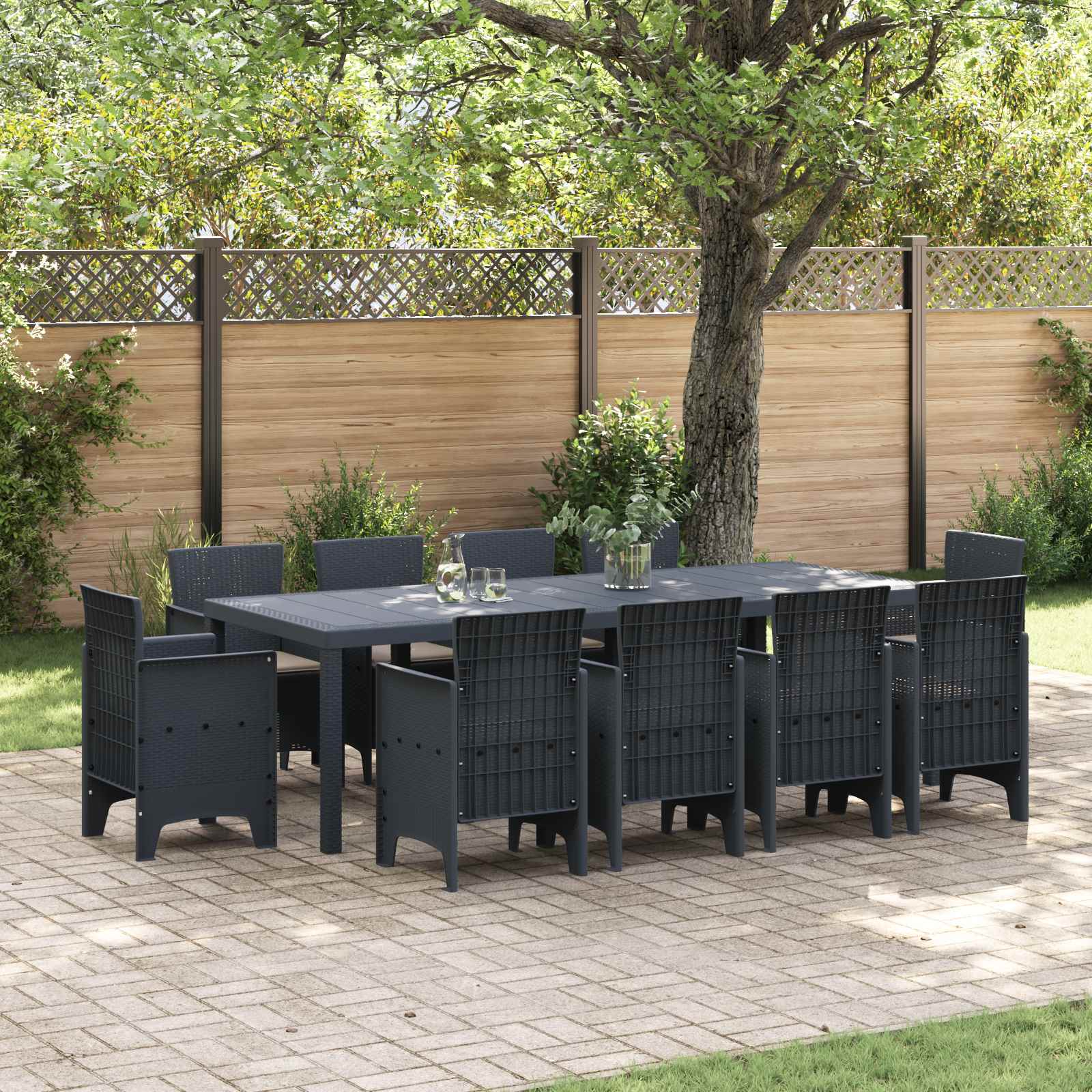 Tuin Eetset 11 pcs Antraciet Polypropyleen