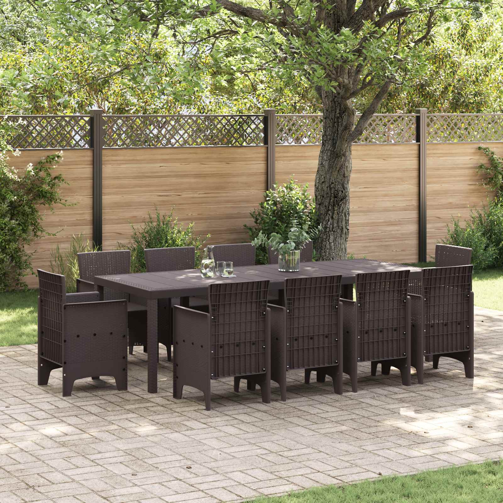Tuin Eetset 11 pcs Bruin Polypropyleen – afbeelding 1