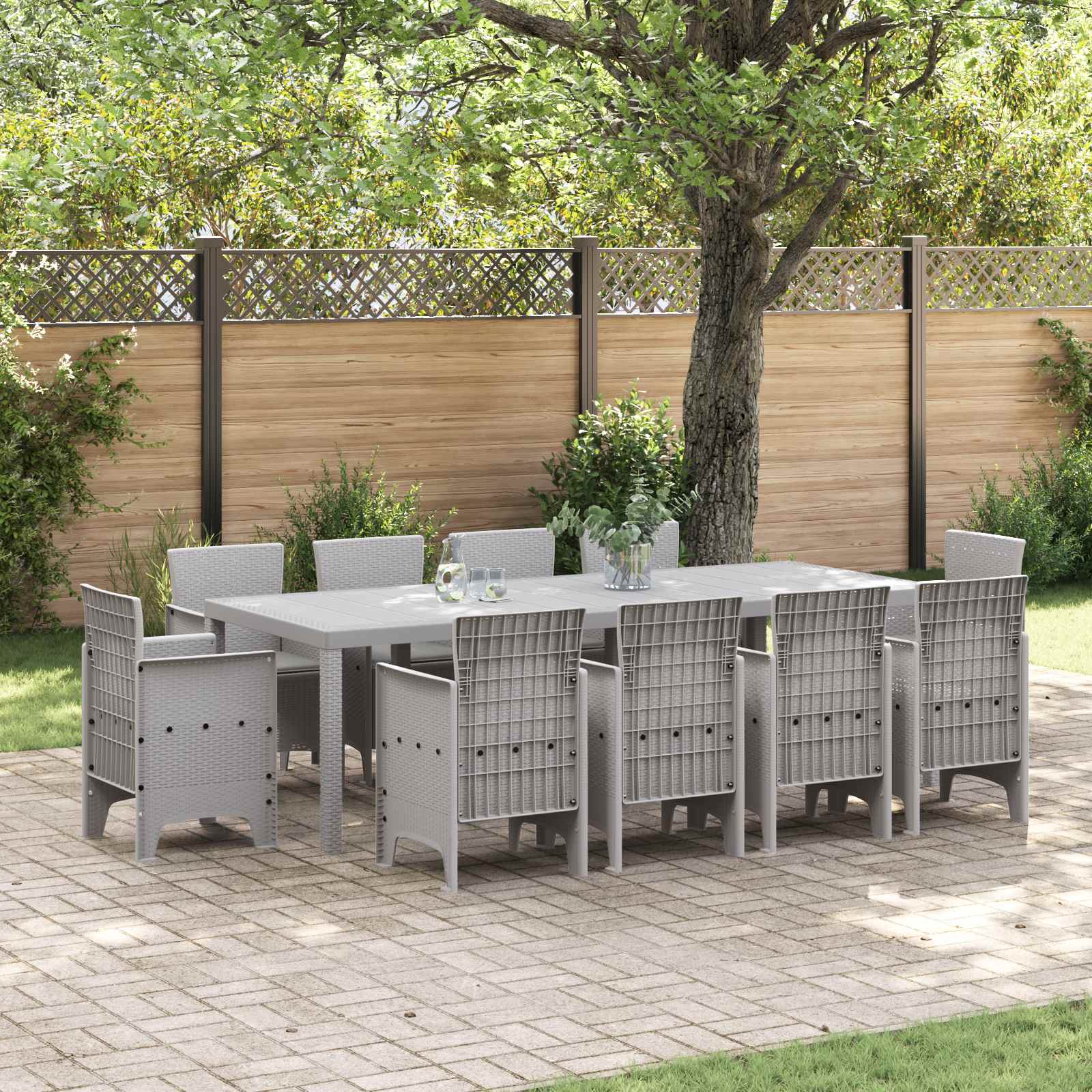 Tuin Eetset 11 st Lichtgrijs Polypropyleen – afbeelding 1