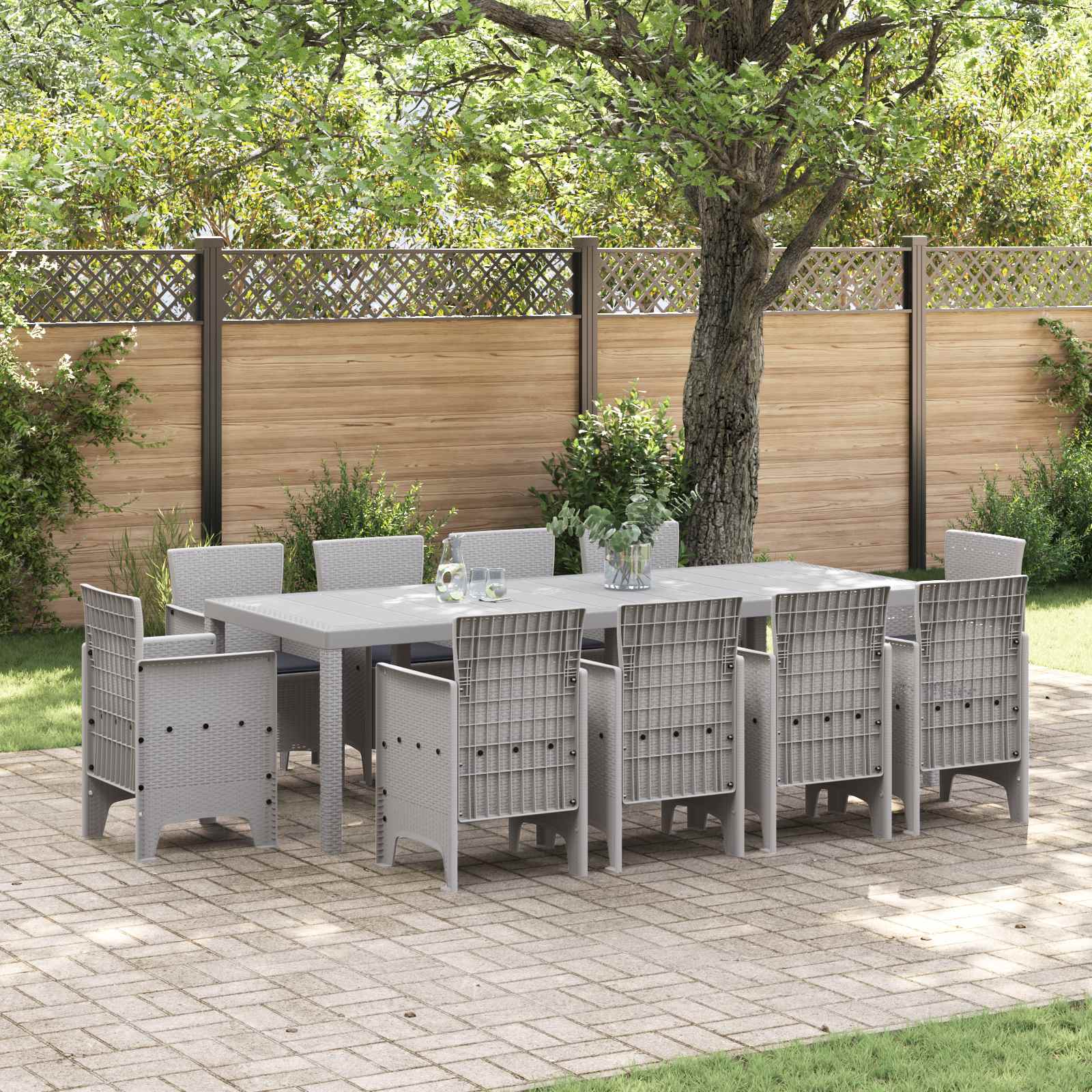 Tuin Eetset 11 st Lichtgrijs Polypropyleen – afbeelding 1
