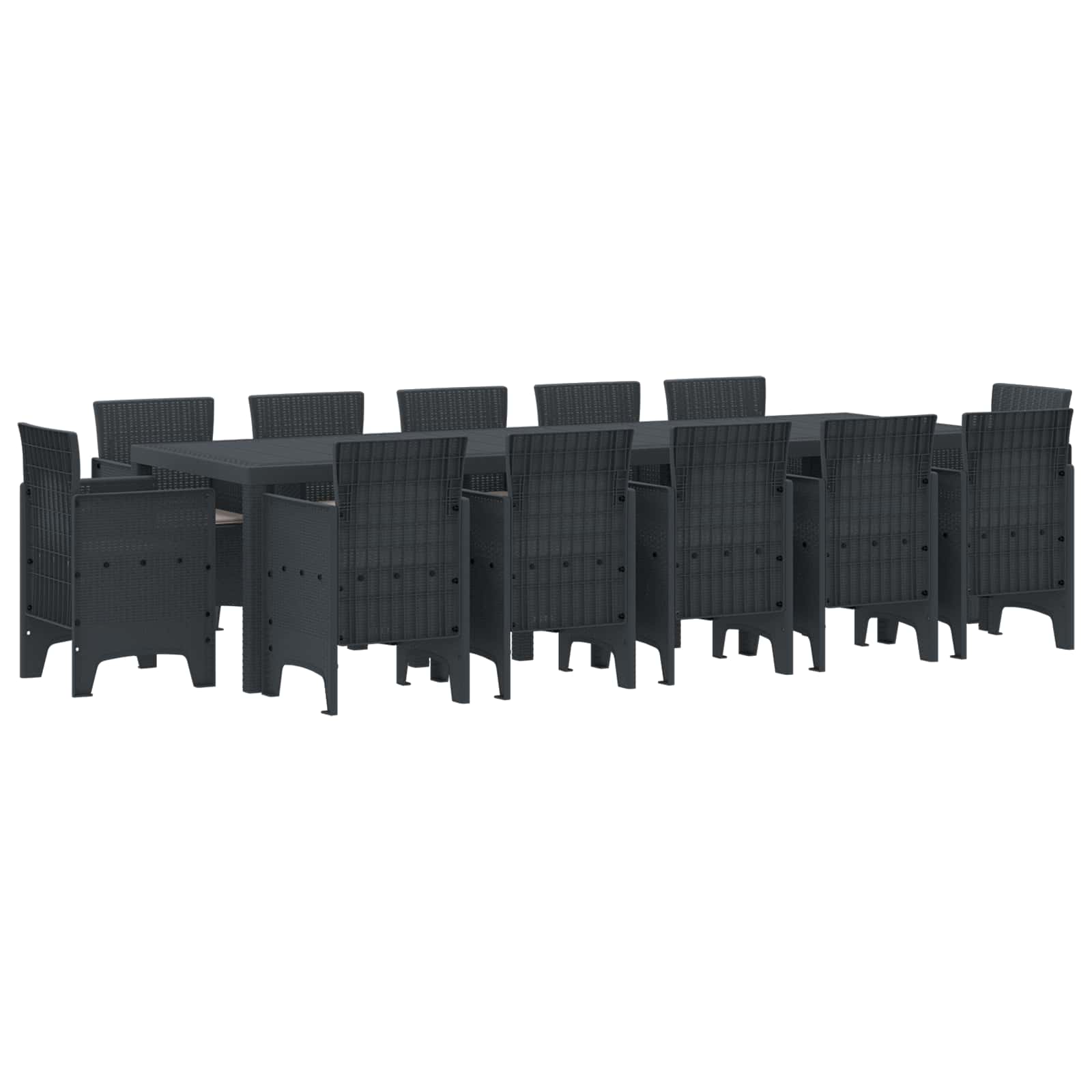 Tuin Eetset 13 pcs Antraciet Synthetisch riet