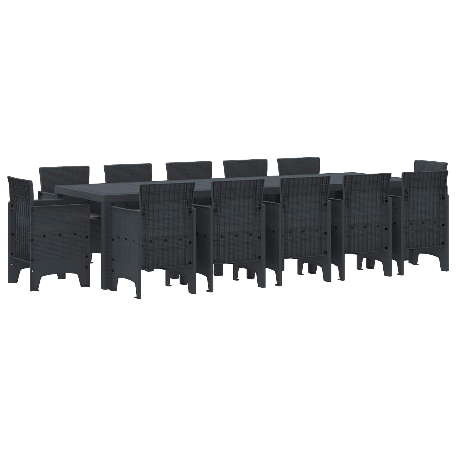 Tuin Eetset met kussen 13 pcs Antraciet Kunststof – afbeelding 1