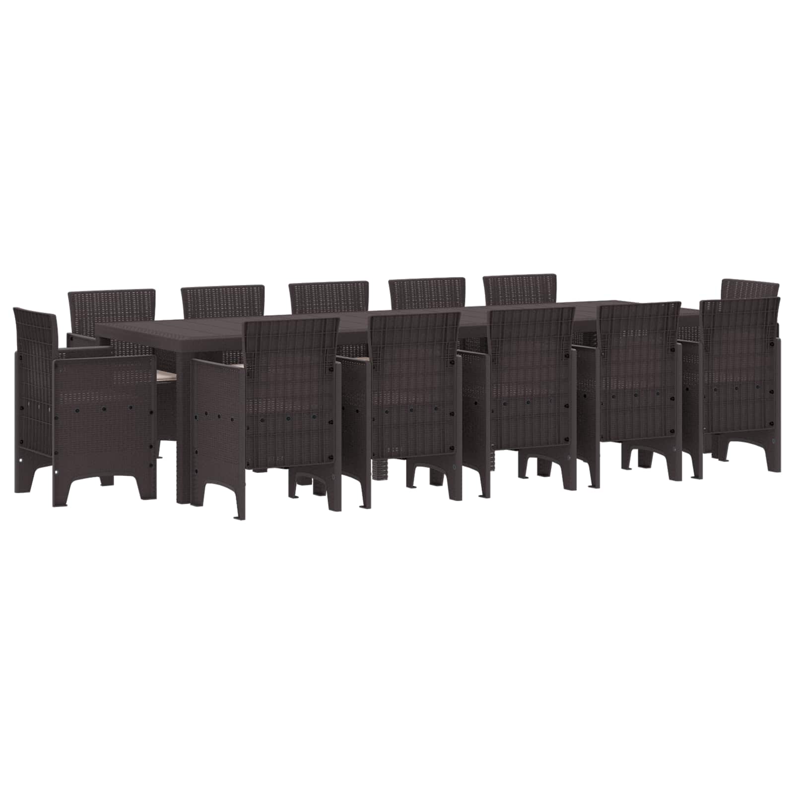 Tuin Eetset met kussen 13 pcs Bruin en Taupe Poly riet – afbeelding 1