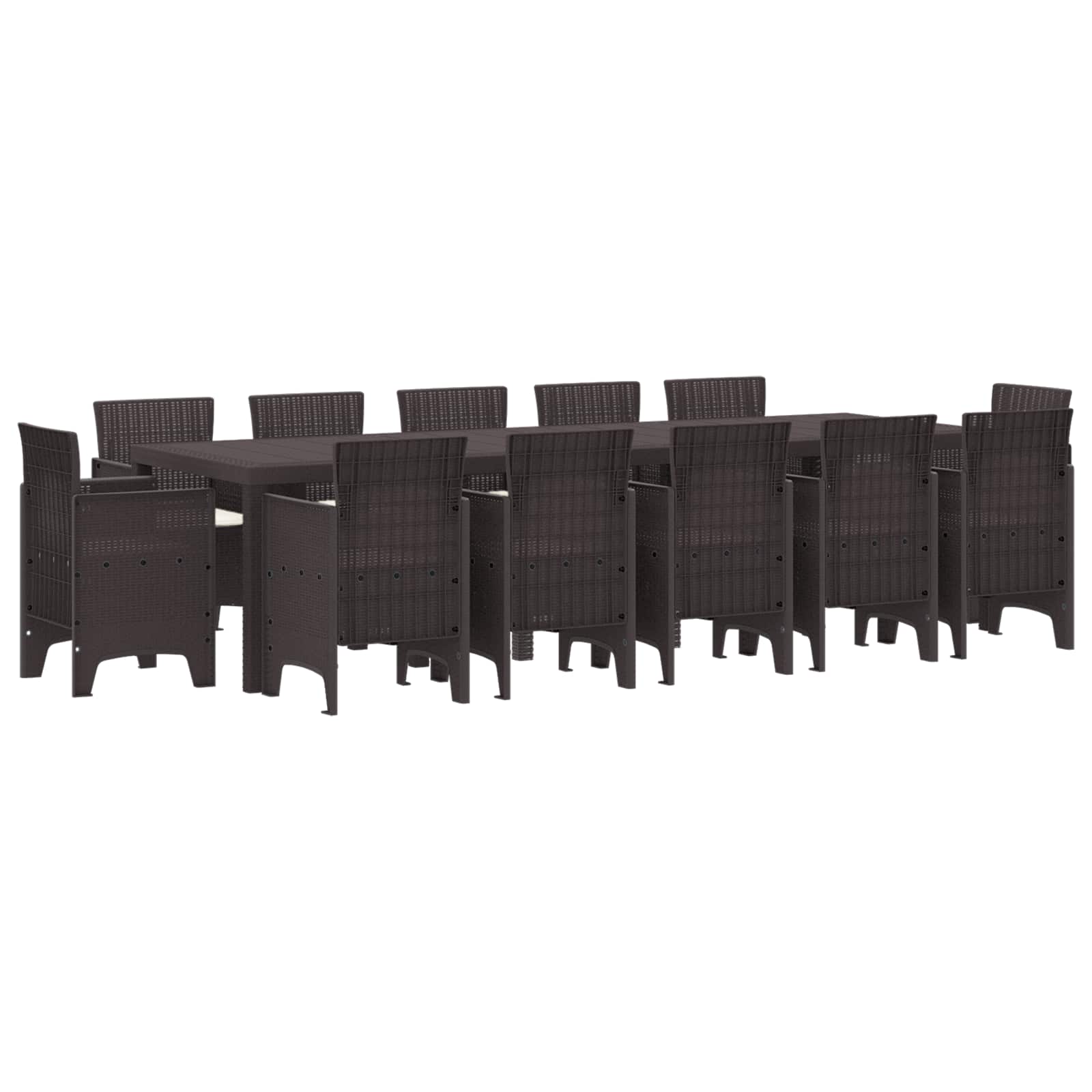 Tuin Eetset met kussen 13 pcs Bruin Rattan – afbeelding 1