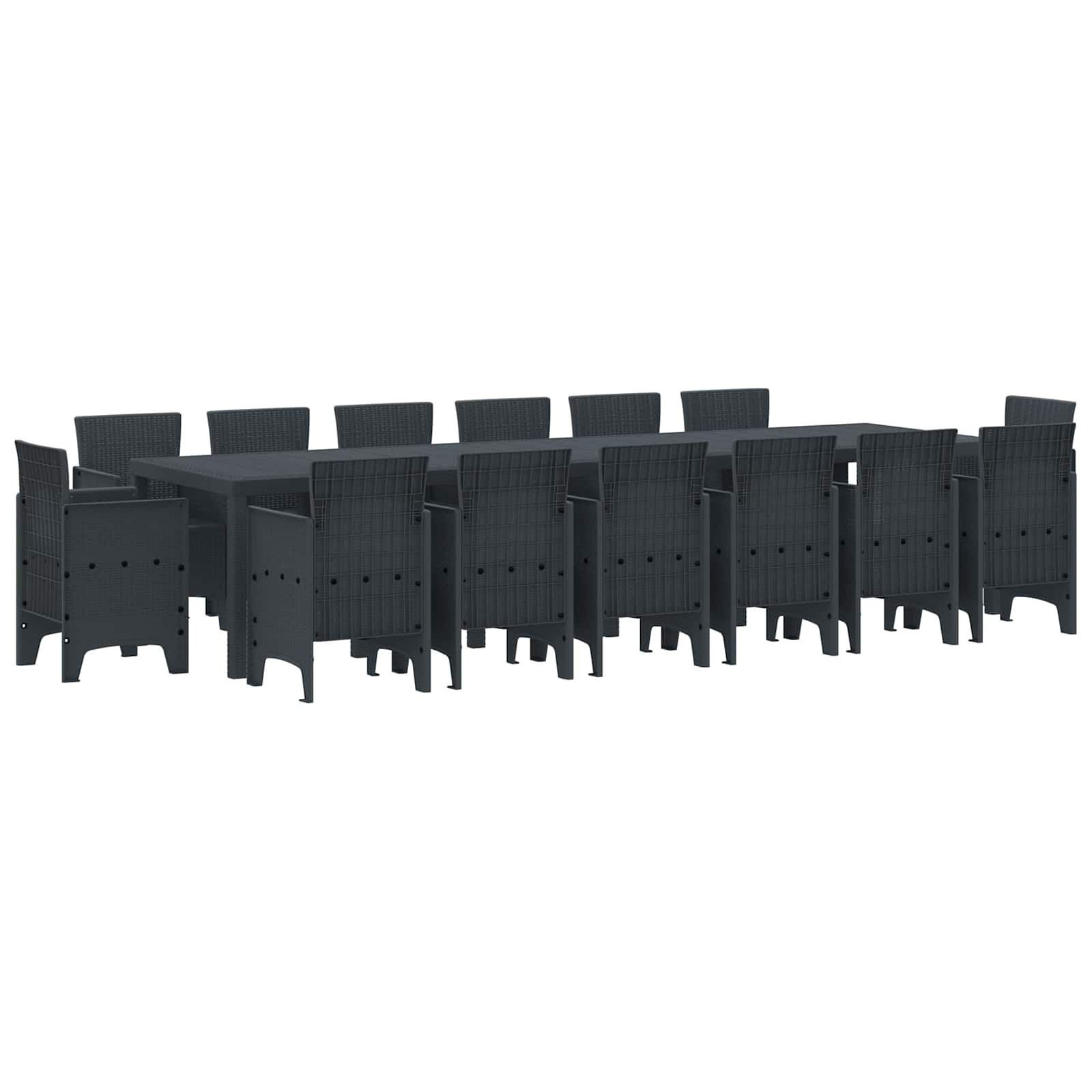 Tuin Eetset 15 pcs Antraciet Polt riet – afbeelding 1