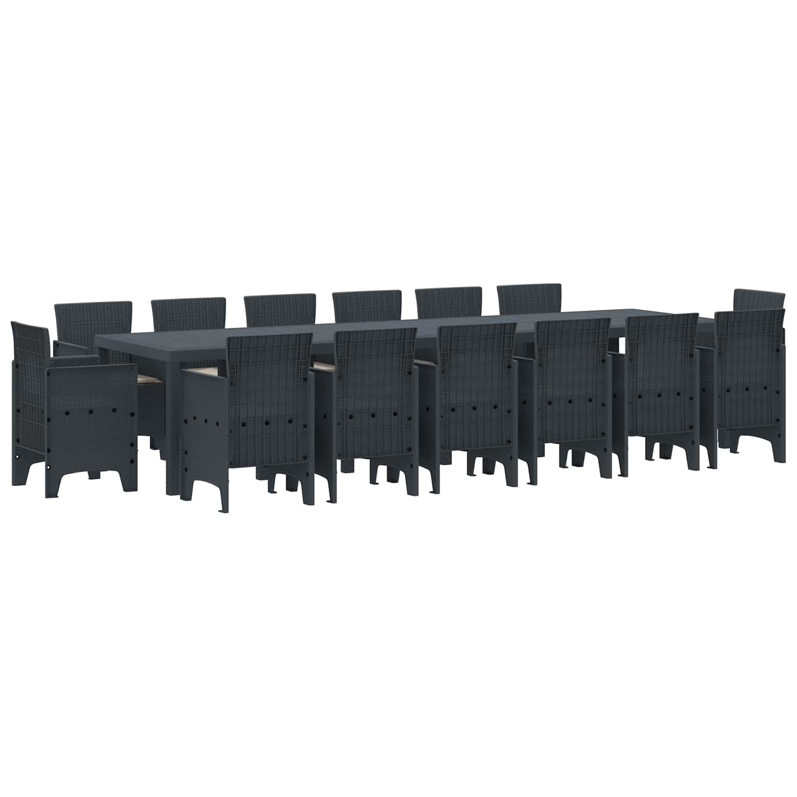 Tuin Eetset 15 pcs Antraciet Polt riet – afbeelding 1