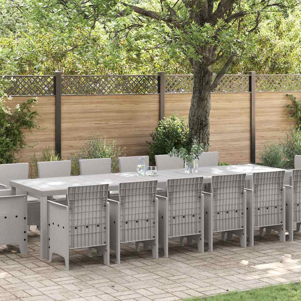 Tuin Eetset 15 pcs Lichtgrijs Polt riet – afbeelding 1