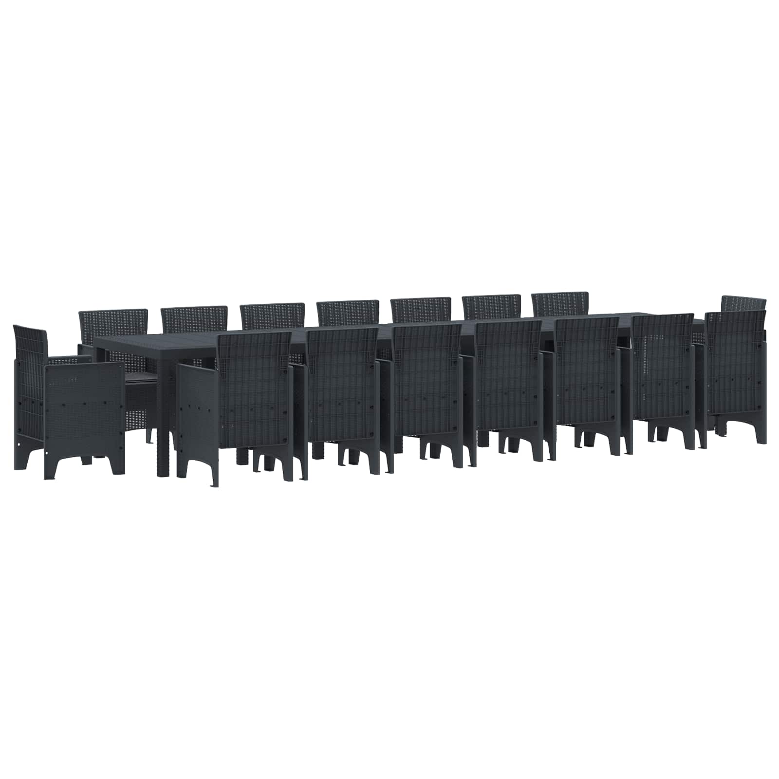 Tuin Eettafelset met kussens met kussen 17 pcs Antraciet PP – afbeelding 1