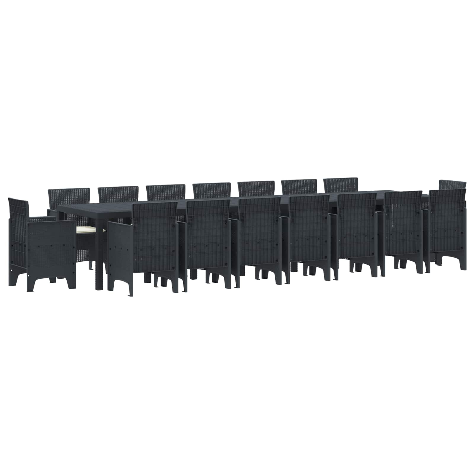 Tuin Eettafelset met kussens met kussen 17 pcs Antraciet PP – afbeelding 2