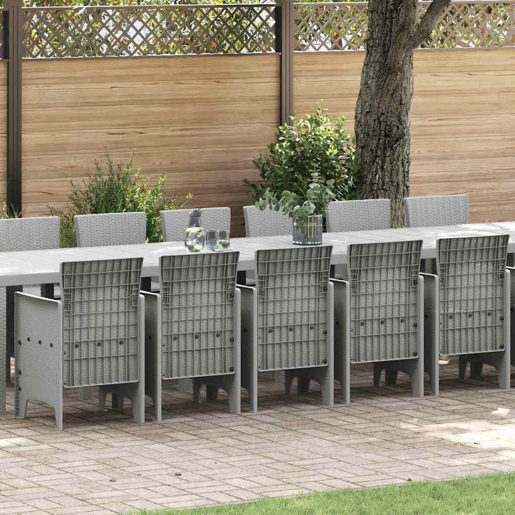 Tuin Eettafelset met kussens 17 st Lichtgrijs PP – afbeelding 1